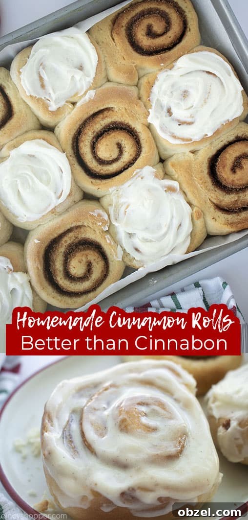 Homemade Cinnamon Rolls Recipe with Cream Cheese Frosting 20 Long pin collage with text Homemade Cinnamon Rolls Better than Cinnabon