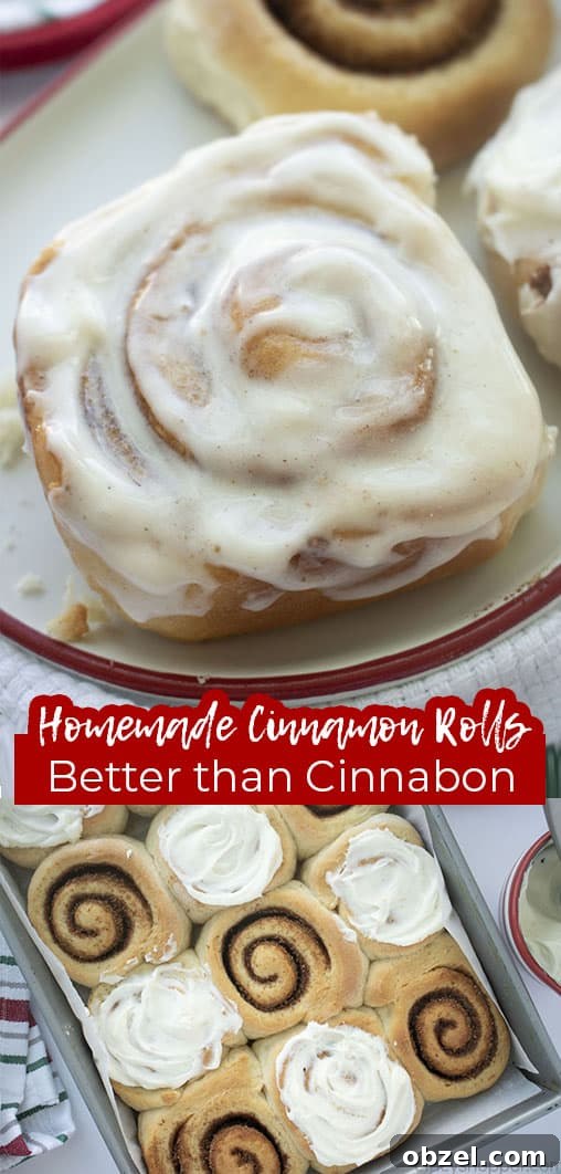Homemade Cinnamon Rolls Recipe with Cream Cheese Frosting 21 Long pin collage with text Homemade Cinnamon Rolls Better than Cinnabon