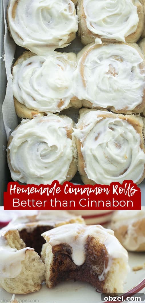 Homemade Cinnamon Rolls Recipe with Cream Cheese Frosting 22 Long pin collage with text Homemade Cinnamon Rolls Better than Cinnabon