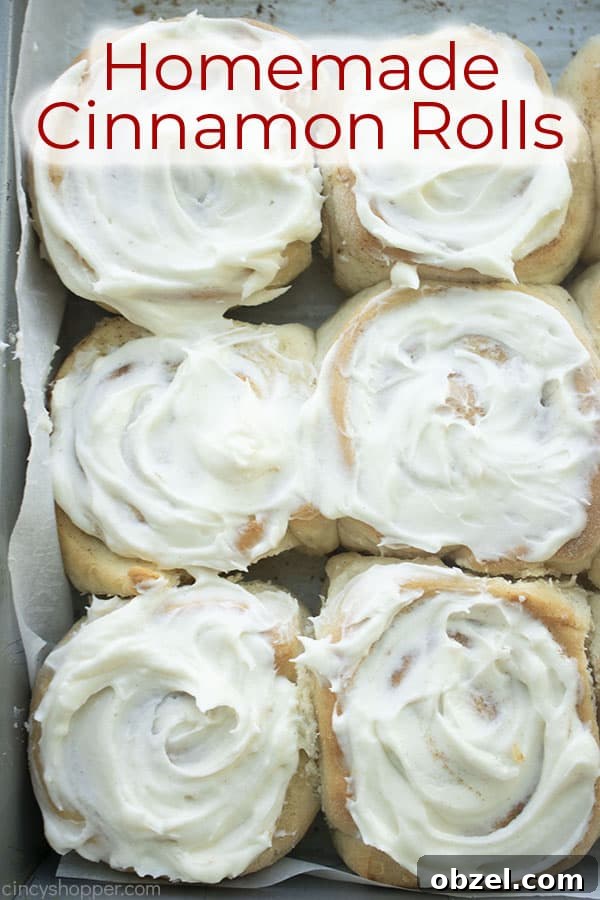 Homemade Cinnamon Rolls Recipe with Cream Cheese Frosting 4 Text on image Homemade Cinnamon Rolls