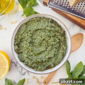 Authentic Pesto alla Genovese Recipe 11 A bowl of bright green Genovese pesto, classic Italian basil pesto.