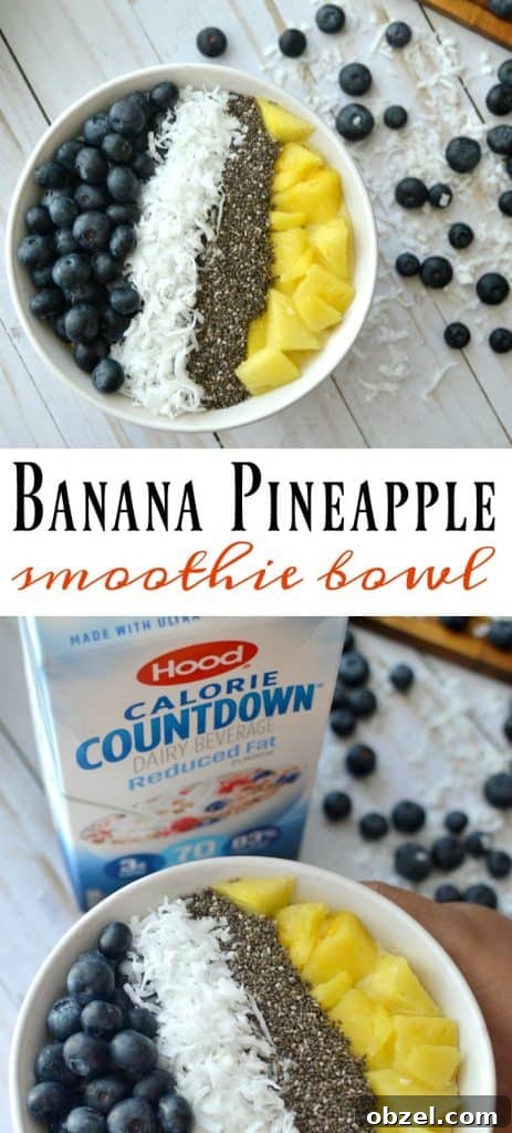Creamy banana pineapple smoothie bowl