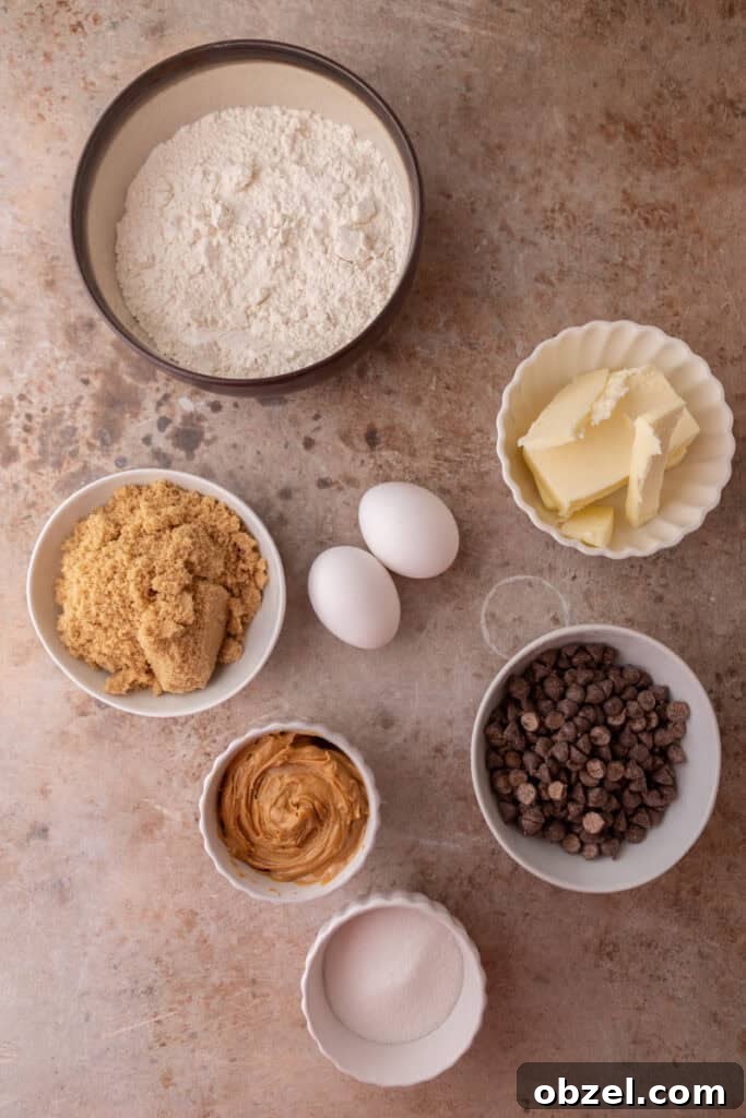 Chewy Peanut Butter Chocolate Chip Cookies 3 Peanut Butter Chocolate Chip Cookies recipe ingredients