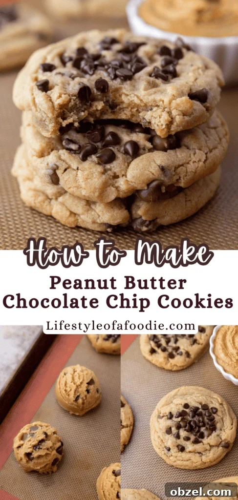 Chewy Peanut Butter Chocolate Chip Cookies 19 Peanut Butter Chocolate Chip Cookies pinterest pin