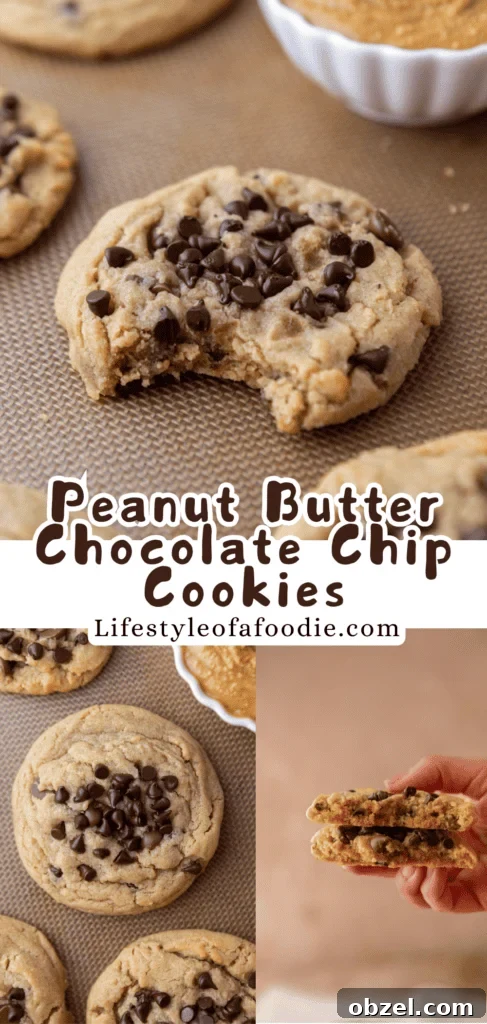 Chewy Peanut Butter Chocolate Chip Cookies 21 Peanut Butter Chocolate Chip Cookies pinterest pin
