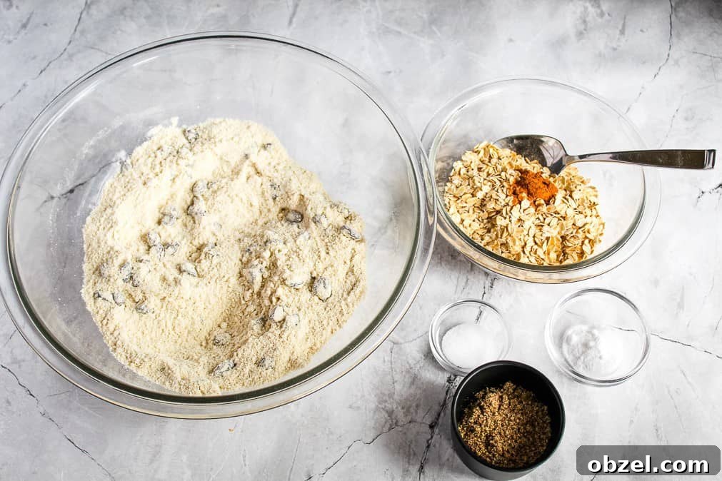 Gluten Free Irish Soda Bread Recipe for Perfect Loaves 5 mise en place in glass bowls with ingredients for gluten-free irish soda bread